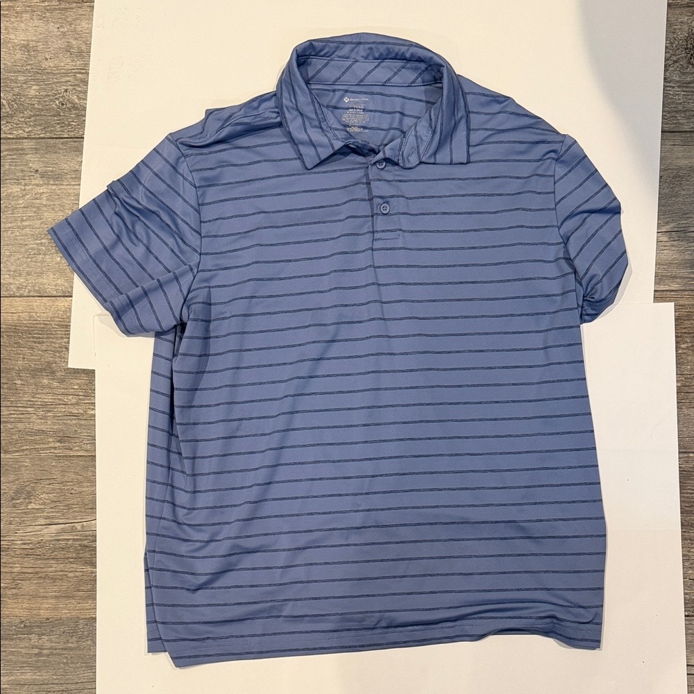 Men's Blue Striped Polo Shirt